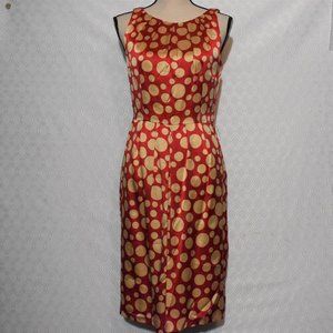 Sara Campbell Red and Yellow Silk Polka Dot Dress Size 4